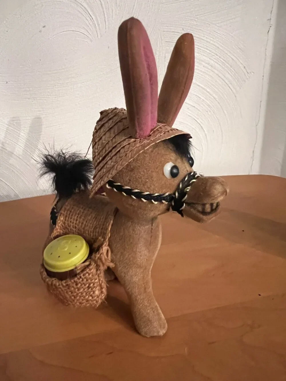 Vintage Flocked Donkey Salt And Pepper Shakers